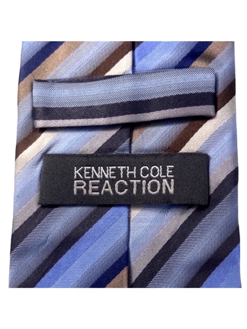 Kenneth Cole Reaction Designer Striped Tie Blue Gray Black Copper Gold (3/$15) - Picture 2 of 8